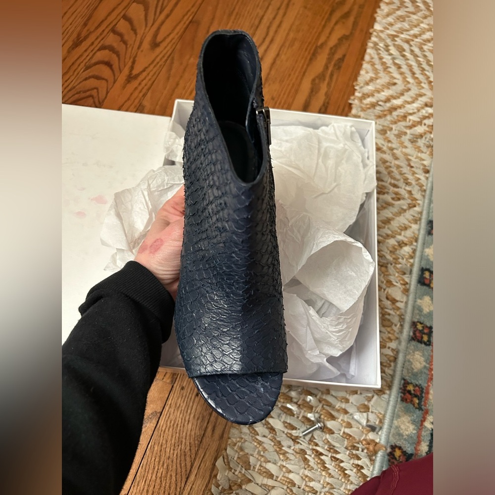 VINCE snakeskin booties